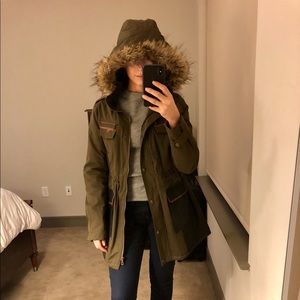 Sam Edelman Louie Coat with Faux Fur Trim - Size M